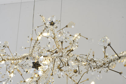 30-Light 70" Gold Stainless Steel Chandelier With Clear and Champagne CrystalsBy Design Living