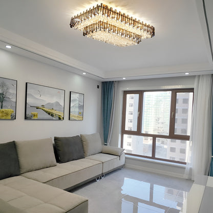 Acciano | Modern Rectangular Crystal LED Chandelier, L39.4xw27.5xh12.9", Cool LightBy Miron Demid LLC