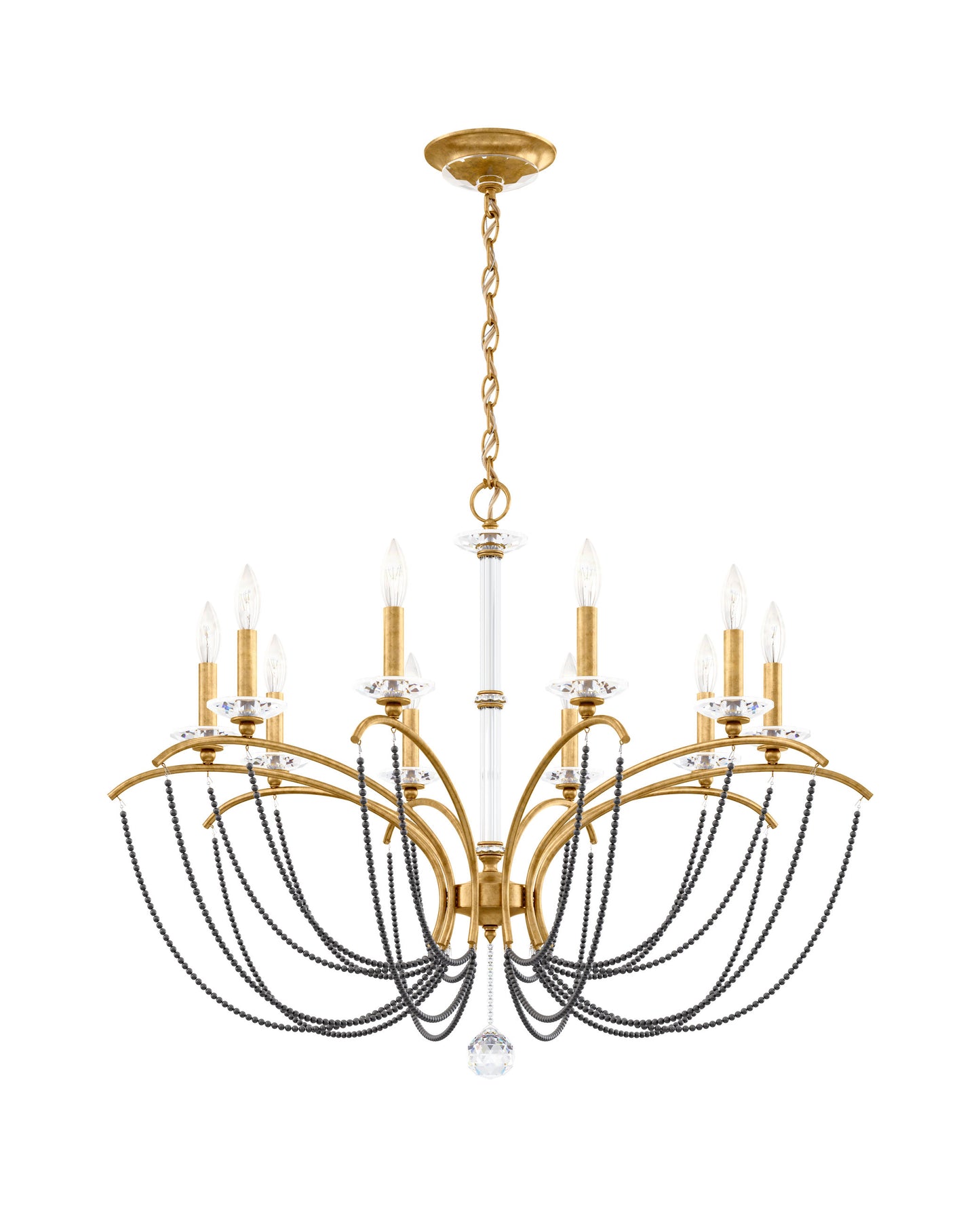 Priscilla 36x28" 10 Light Chandelier, Heirloom Gold, In Dark Gray PearlBy Schonbek