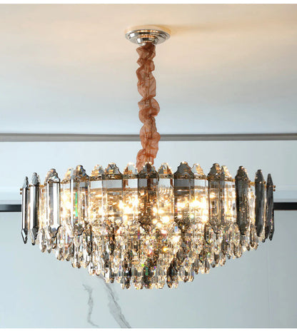 Crystal round chandelier for contemporary  living room, bedroom., 31.5''By Miron Demid LLC
