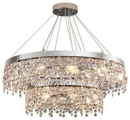 Modern Chrome Crystal LED Chandelier for Dining Room, Kitchen, Dia31.4xh14.1+39.4", 2 Rings, Cool LightBy Miron Demid LLC