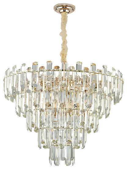 Amriswil | Contemporary Smoky Gray Chandelier for Living Room, Clear Crystal, 31.5''By Miron Demid LLC