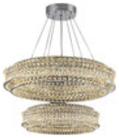 Albano Vercellese | Chic Chrome/Gold Creative Round Crystal Chandelier, Chrome, 2 Rings - Dia31.5+23.6xh6.7+6.7" / Dia80+60xh17.7+17.7cm, Warm LightBy Miron Demid LLC