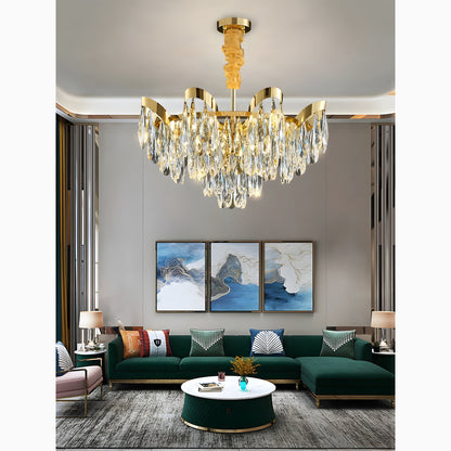 Albisola Superiore | Aristocratic Gold Crystal Ceiling Chandelier, 15 Lights - Dia31.5" / Dia80cmBy Miron Demid LLC