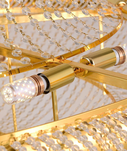 Peille | Three-tier Luxury Hanging Gold Crystal Chandelier, 39.4''By Miron Demid LLC