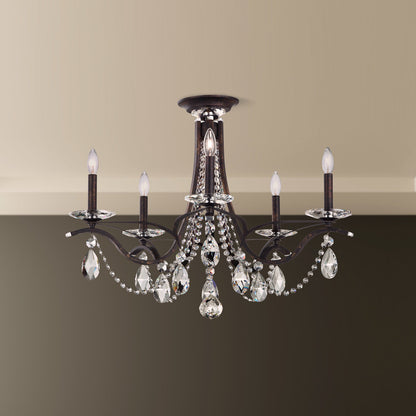 Schonbek Va8312N-76H 5 Light Crystal Semi-Flush, Heirloom BronzeBy Schonbek