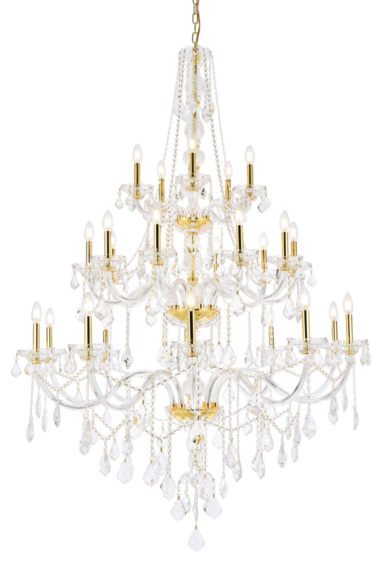 Elegant Lighting V7825G43/RC Verona 25 Light 43"W Crystal - GoldBy Elegant Furniture & Lighting