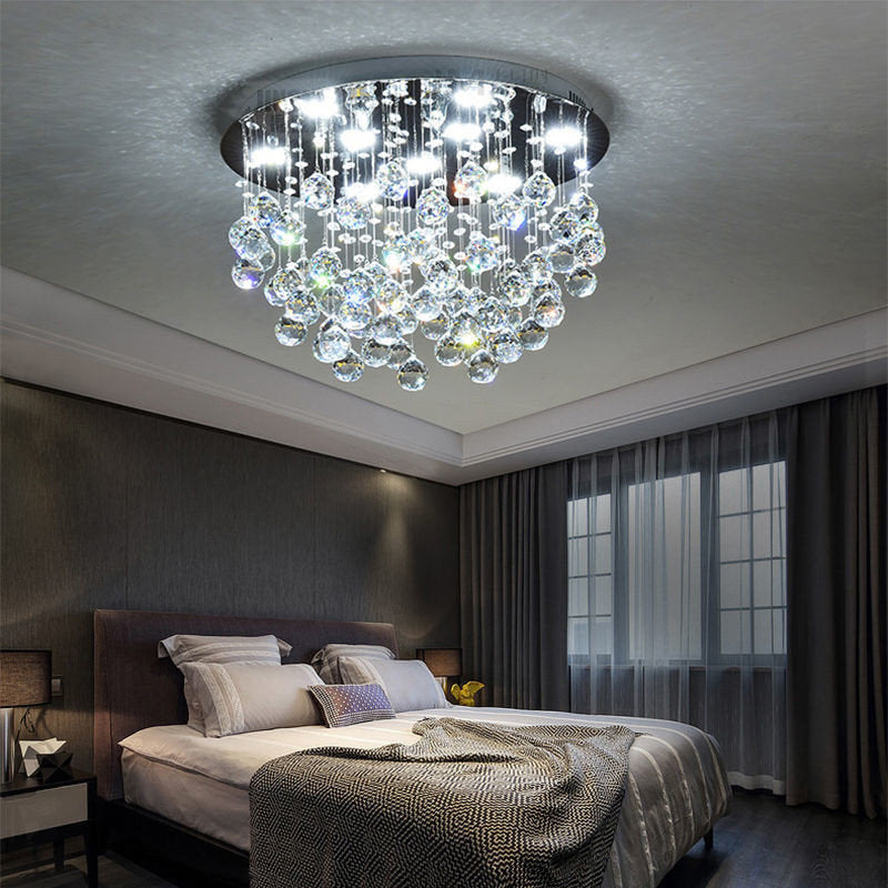 Inverigo | Luxury Round Crystal LED Ceiling Lamp for Living Room, Bedroom, Dia39.4xh17.7", Cool LightBy Miron Demid LLC