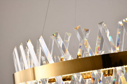 32" Dimmable Gold LED Chandelier With Clear CrystalsBy Design Living