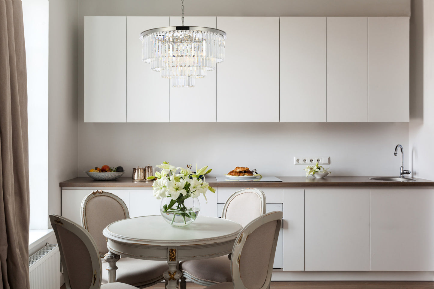 Elegant Lighting 1231D32/RC Sydney 17 Light 32"W Crystal - Polished NickelBy Elegant Furniture & Lighting