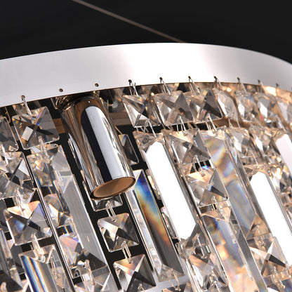Inveruno | Modern Drum LED Silver Crystal Chandelier for Living Room, Kitchen, Dia31.5" / Dia80cm, Warm Light, Non-DimmableBy Miron Demid LLC