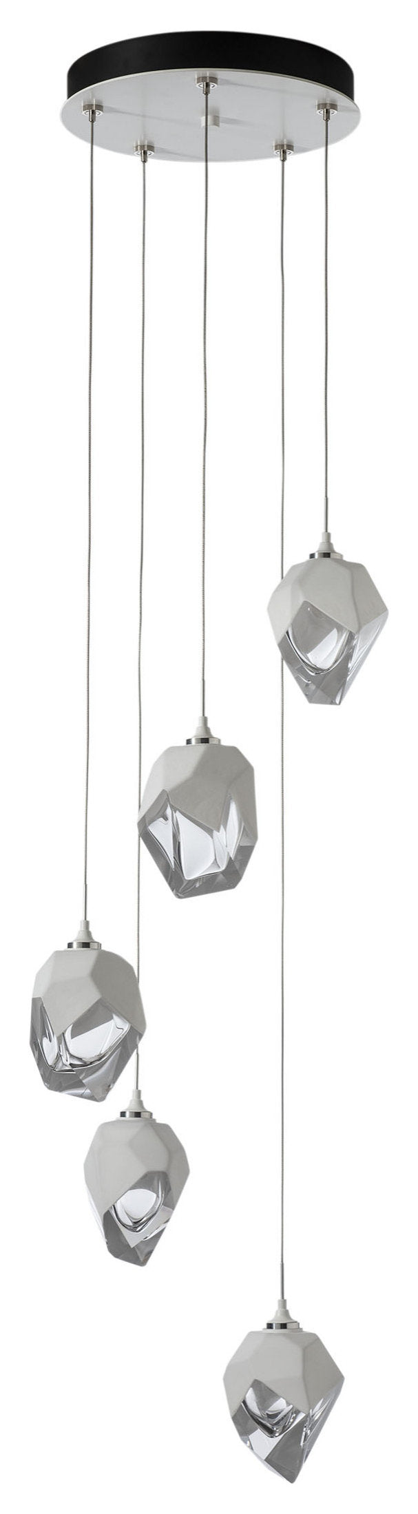 Chrysalis 5-Light Small Crystal Pendant White Finish- Long, White CrystalBy Hubbardton Forge