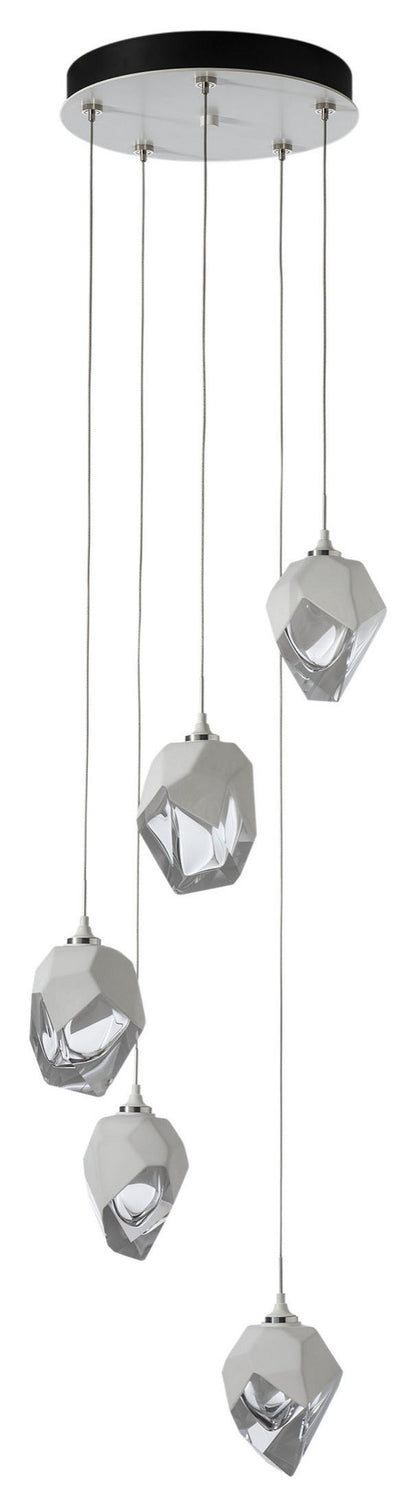 Chrysalis 5-Light Small Crystal Pendant White Finish- Long, White CrystalBy Hubbardton Forge