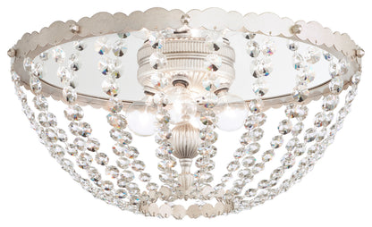 Schonbek Er1211N-48S 4 Light Crystal Flush, Antique SilverBy Schonbek