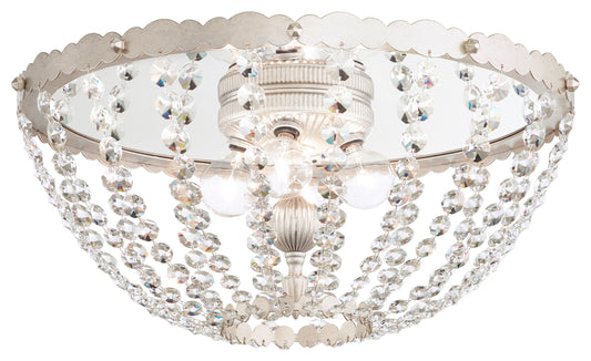 Schonbek Er1211N-48S 4 Light Crystal Flush, Antique SilverBy Schonbek