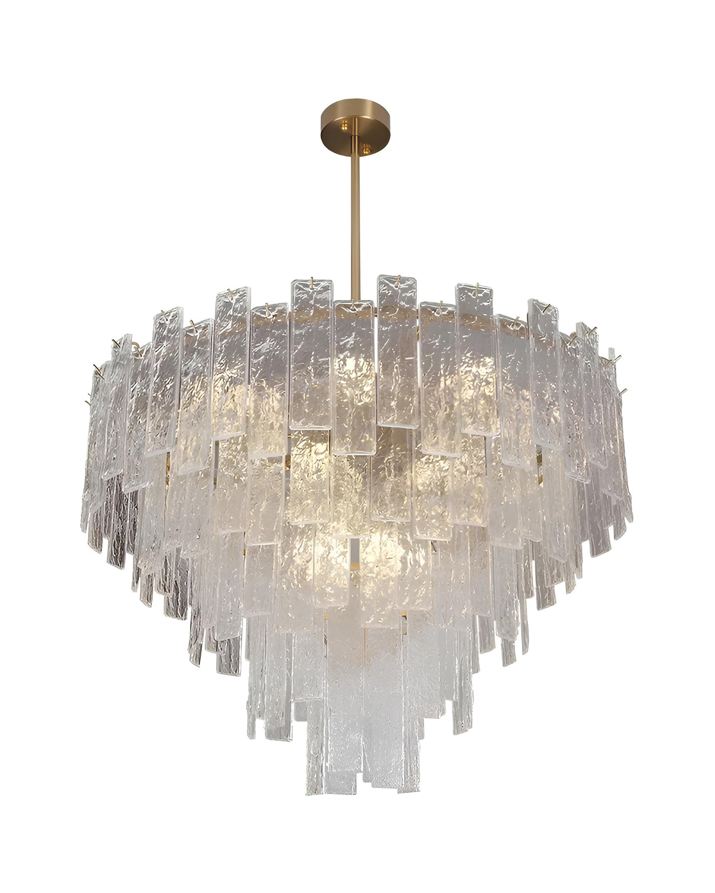 Torhout | Rectangle/Round Frosted Glass Hanging Chandelier for Living Room, Dia31.5", Warm Light / Non-DimmableBy Miron Demid LLC