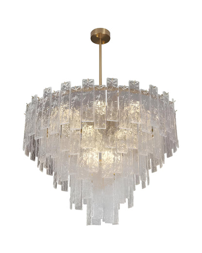 Torhout | Rectangle/Round Frosted Glass Hanging Chandelier for Living Room, Dia31.5", Warm Light / Non-DimmableBy Miron Demid LLC