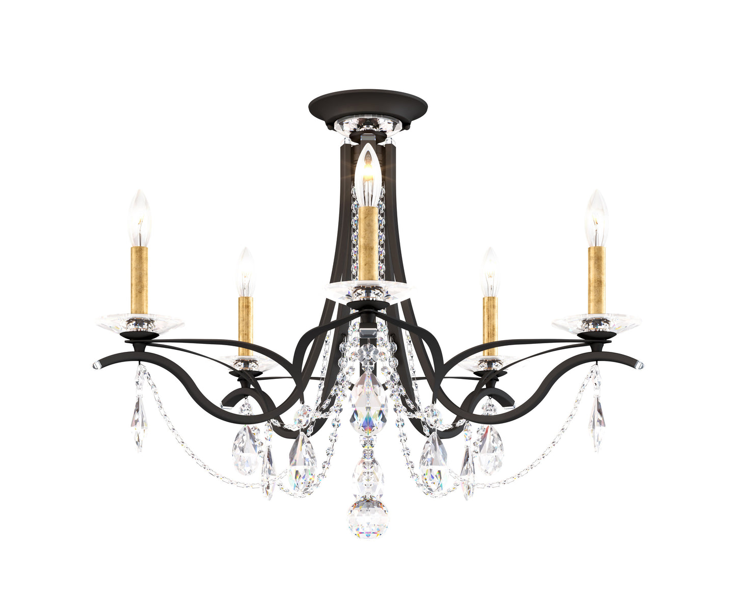 Schonbek Va8312N-51H 5 Light Crystal Semi-Flush, BlackBy Schonbek