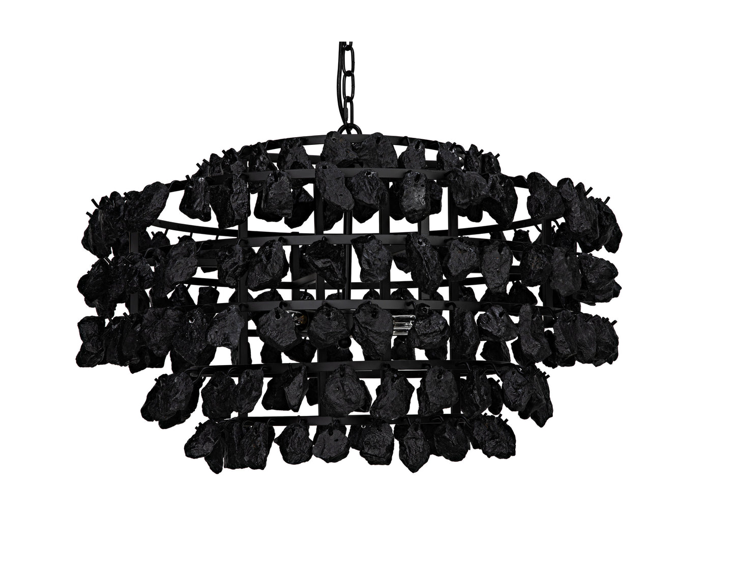 Vulcan Chandelier, Black Steel With Black GlassBy Noir