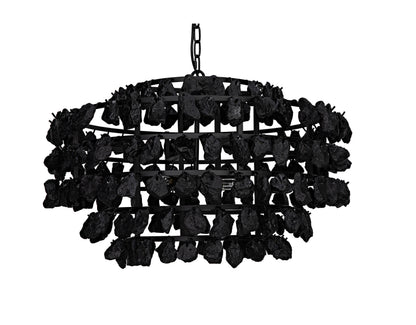 Vulcan Chandelier, Black Steel With Black GlassBy Noir
