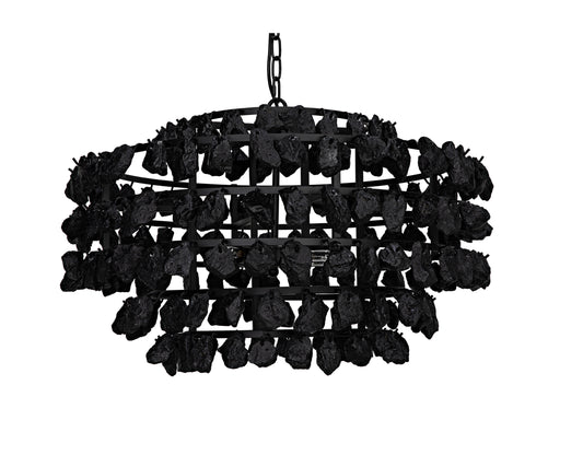 Vulcan Chandelier, Black Steel With Black GlassBy Noir