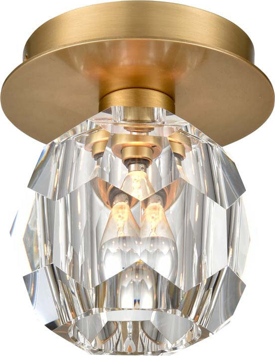 Parisian Flush Mount - Aged Brass with Crystal, LargeBy ZEEV LIGHTING