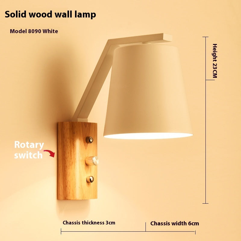 Solid Wood & Glass Wall Lamp �C Bedroom Bedside or Bar Aisle Light