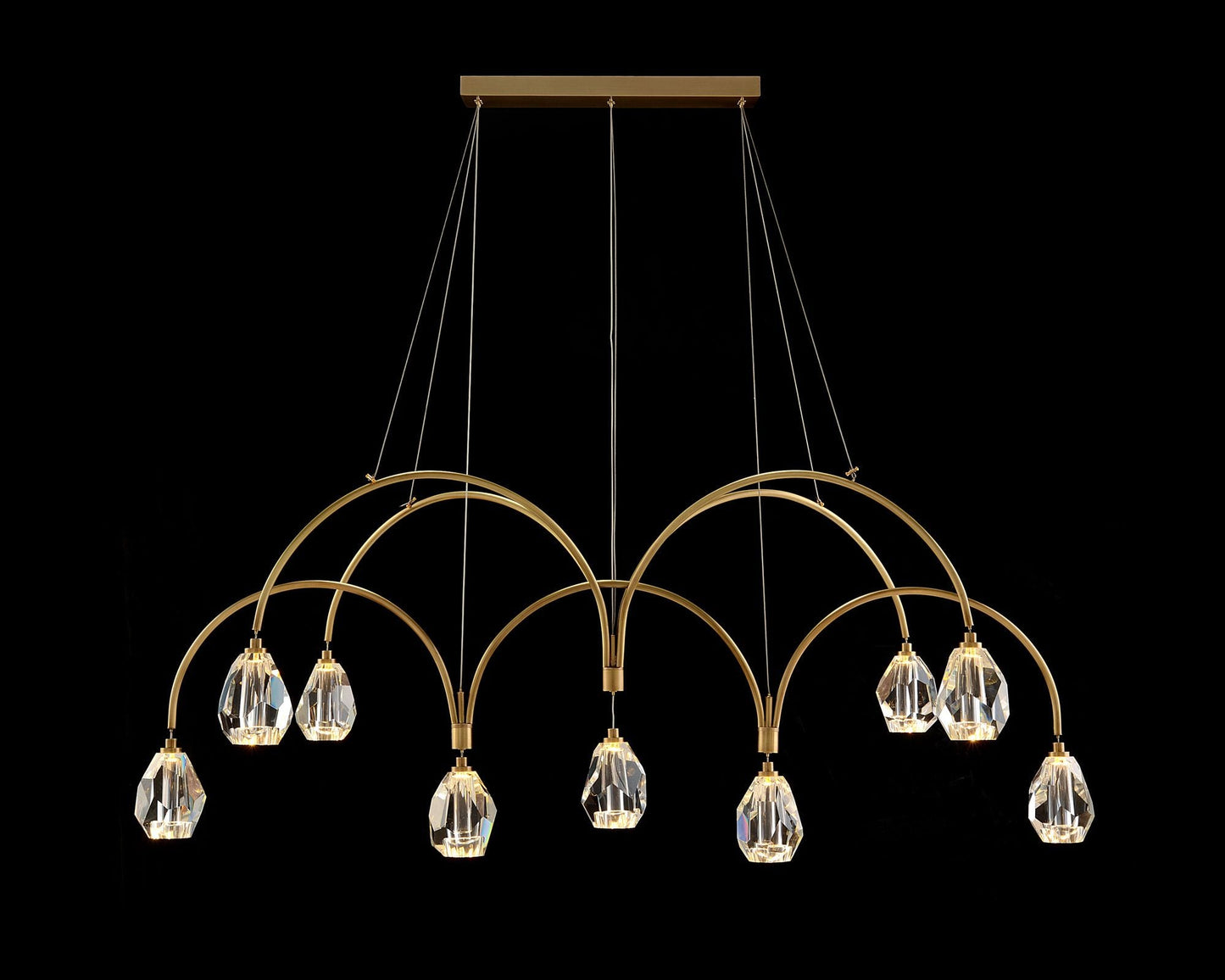Faceted Cut Crystal 75" Wide Brass 12-Light LED Chandelier