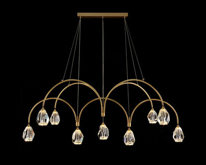 Faceted Cut Crystal 75" Wide Brass 12-Light LED Chandelier