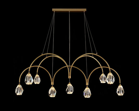 Faceted Cut Crystal 75" Wide Brass 12-Light LED Chandelier