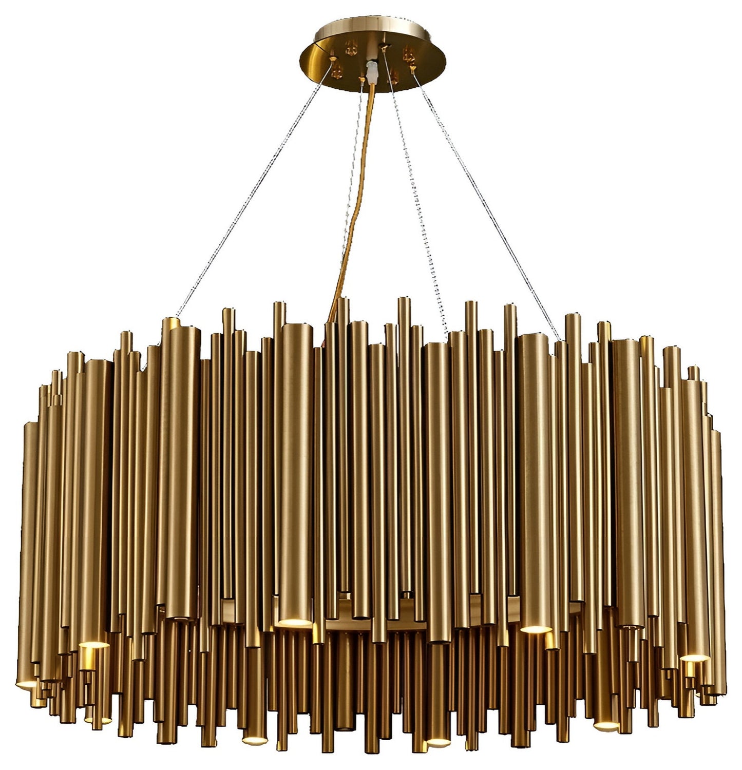 Genappe | Luxury Drum Gold Stainless Steel Chandelier, 19.7"By Miron Demid LLC