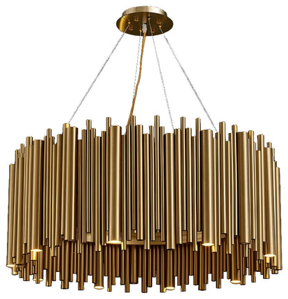 Genappe | Luxury Drum Gold Stainless Steel Chandelier, 19.7"By Miron Demid LLC