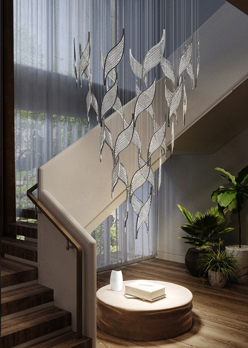 Framura | Creative Charming LED Crystal Chandelier, Chrome, Dia31.5xh78.7", Warm Light, DimmableBy Miron Demid LLC