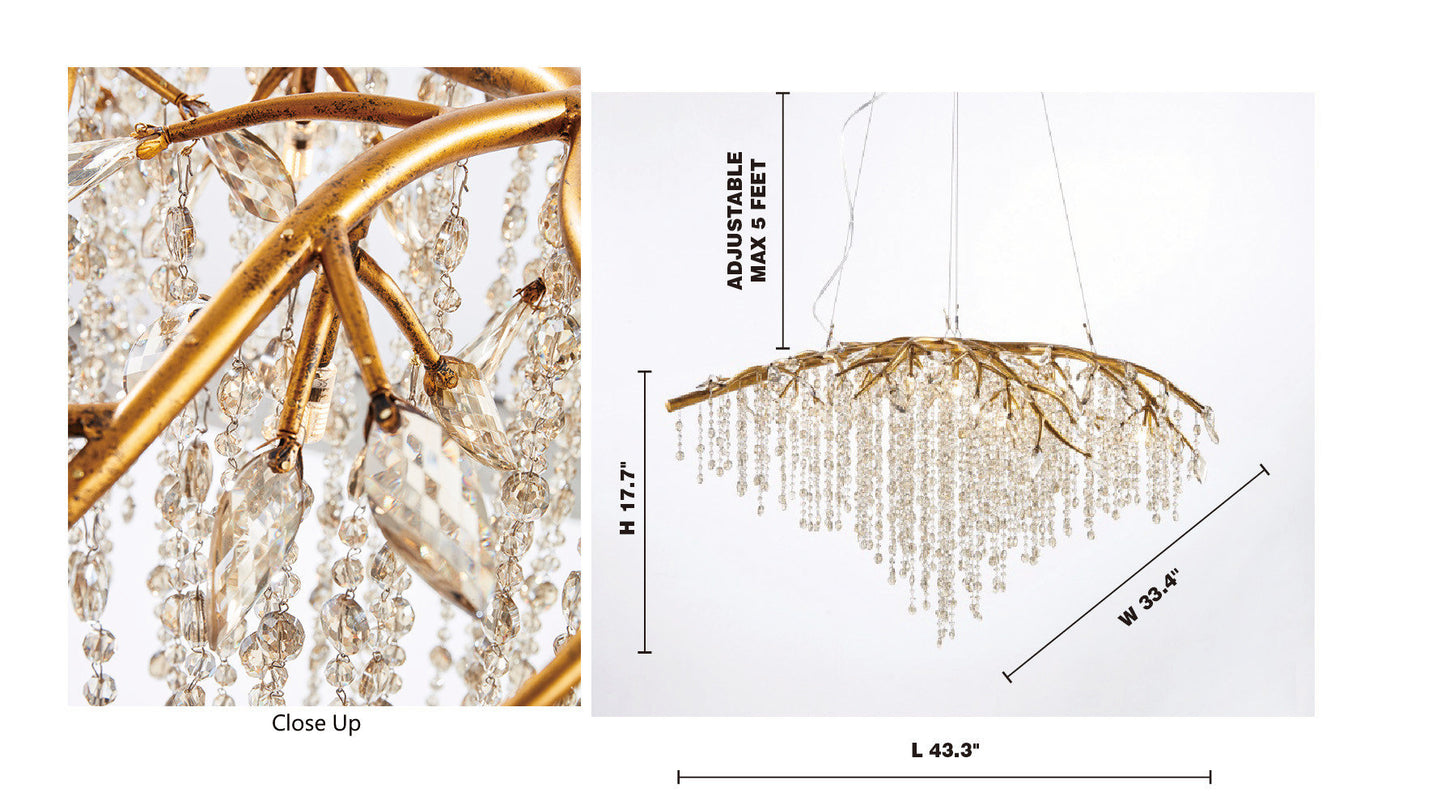 Gold Crystal Branch Chandelier, GoldBy Design Living
