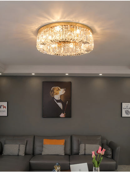 Carcare | Eminent Drum Crystal Chandelier for Ceiling, Gold, 39.4''By Miron Demid LLC