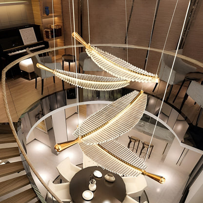Cagnes-sur-Mer | Crystal Gold Leaves Pendant Chandelier, 6 LeavesBy Miron Demid LLC