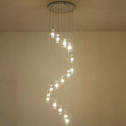 Cannes | Staircase Pendant Crystal Long Light Fixture, 30 LightsBy Miron Demid LLC