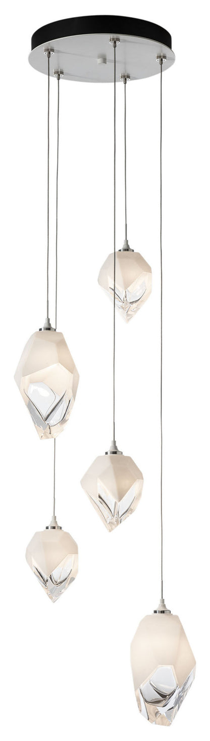 Chrysalis 5-Light Mixed Crystal Pendant White Finish- Long, White CrystalBy Hubbardton Forge