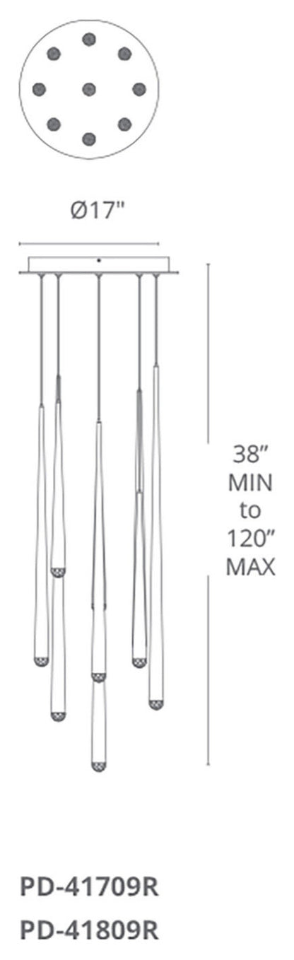 Modern Forms PD-41809R Cascade 9 Light 17"W LED Crystal Multi - Aged BrassBy Modern Forms