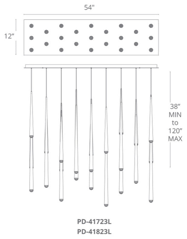 Modern Forms PD-41823L Cascade 23 Light 54"W LED Crystal Linear - Aged BrassBy Modern Forms