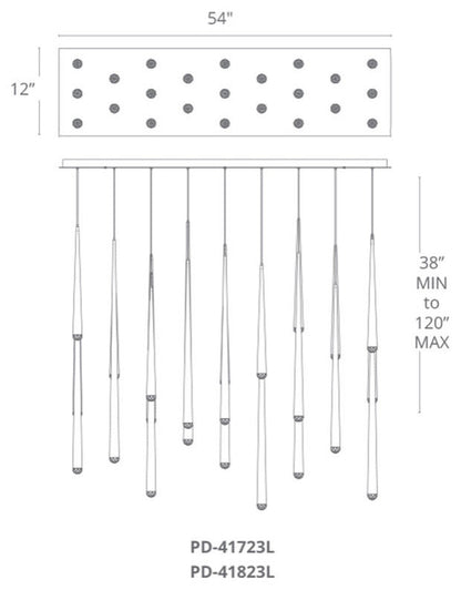 Modern Forms PD-41823L Cascade 23 Light 54"W LED Crystal Linear - Aged BrassBy Modern Forms