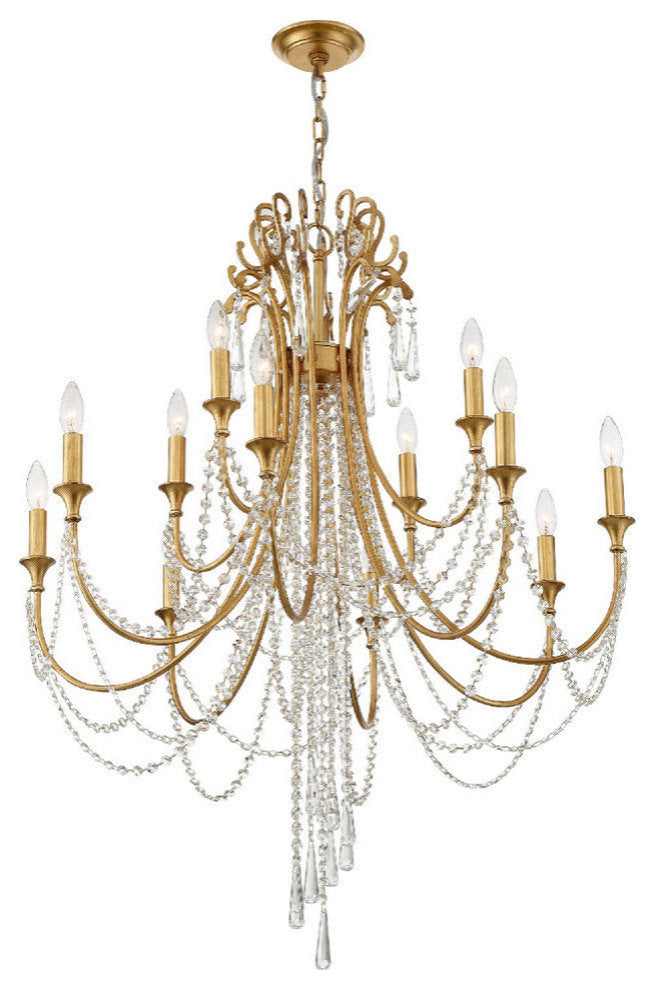 Crystorama Arcadia 12-Light Chandelier ARC-1909-GA-CL-MWP, Antique GoldBy Crystorama Lighting