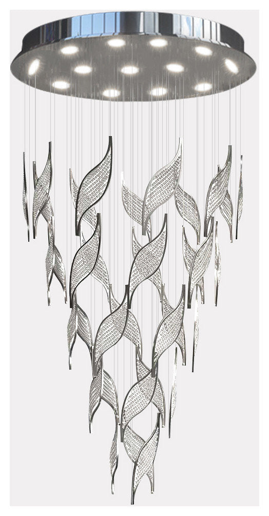 Framura | Creative Charming LED Crystal Chandelier, Chrome, Dia31.5xh78.7", Warm Light, DimmableBy Miron Demid LLC