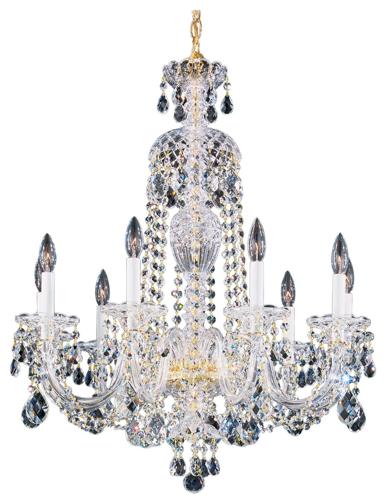 Sterling 9-Light Chandelier in Silver With Clear Heritage CrystalBy Schonbek