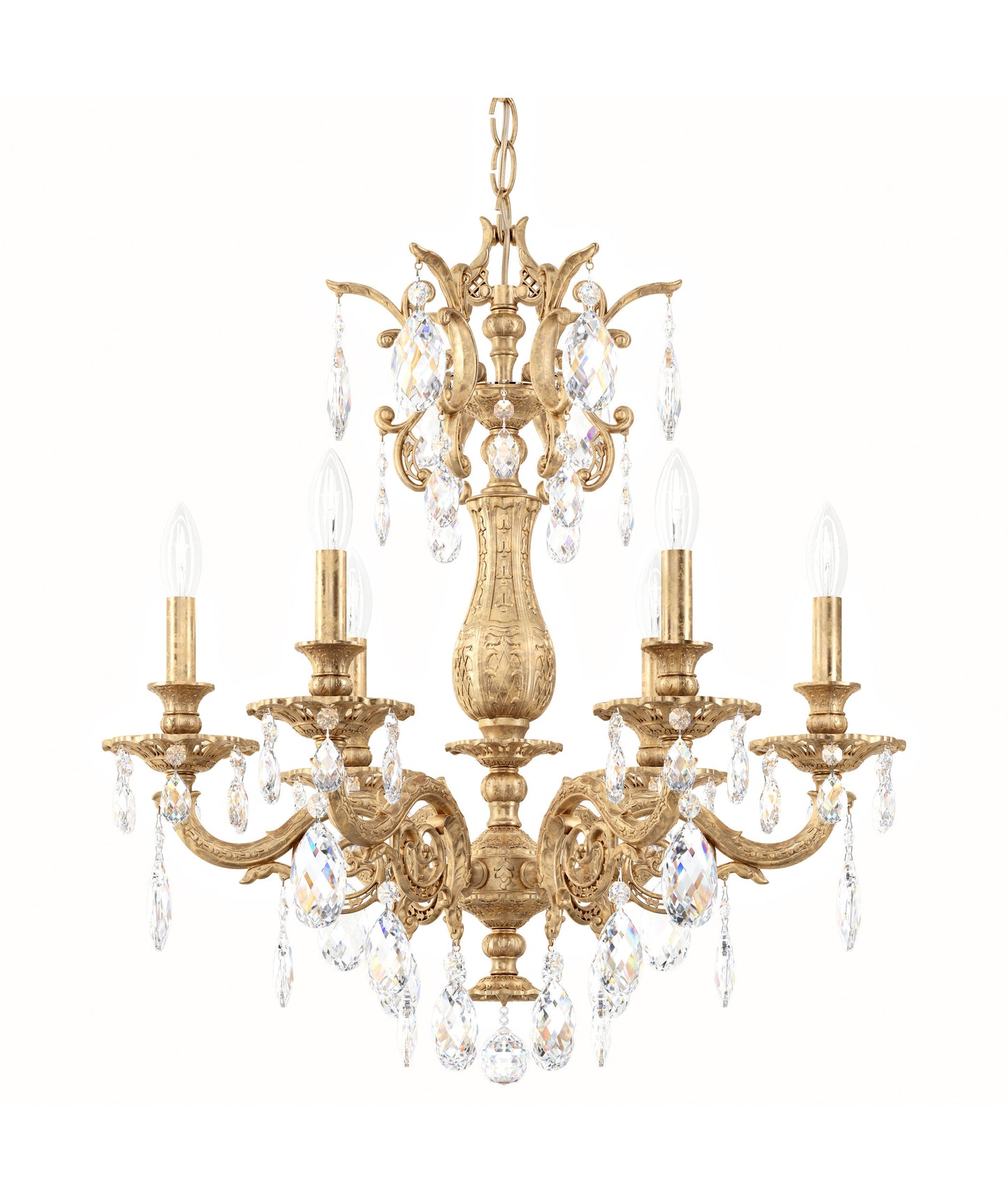 Milano 6 Light Chandelier French Gold Clear Optic CrystalBy Schonbek