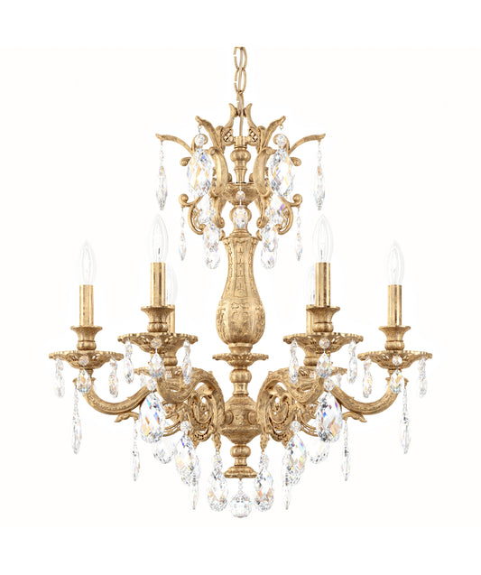 Milano 6 Light Chandelier French Gold Clear Optic CrystalBy Schonbek