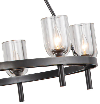 Lucian 32" Chandelier, 6 x 60W, E12, Urban Bronze/Clear CrystalBy Kuzco Lighting LLC