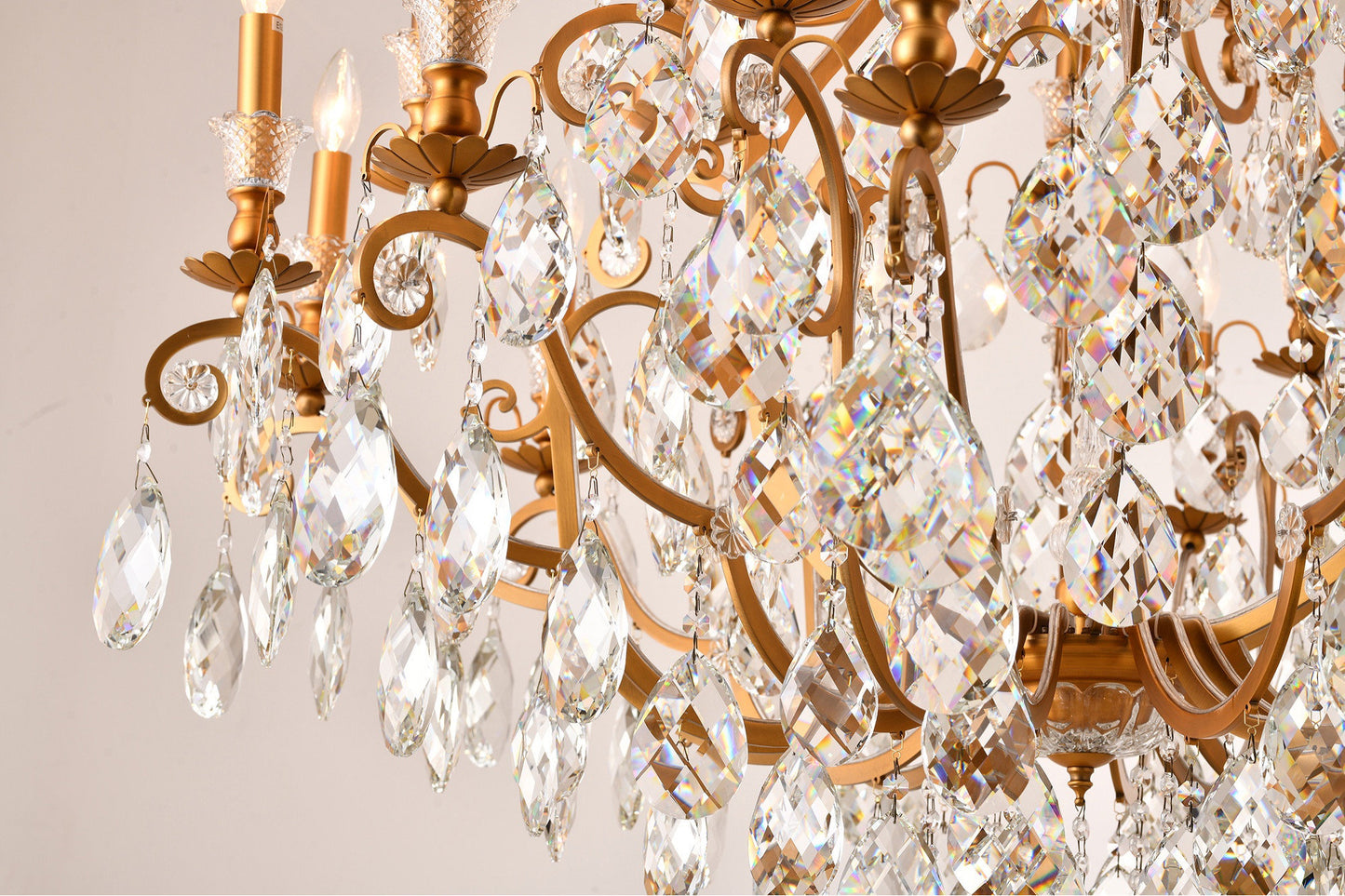 Brass Metal Chandelier With Clear CrystalsBy Design Living