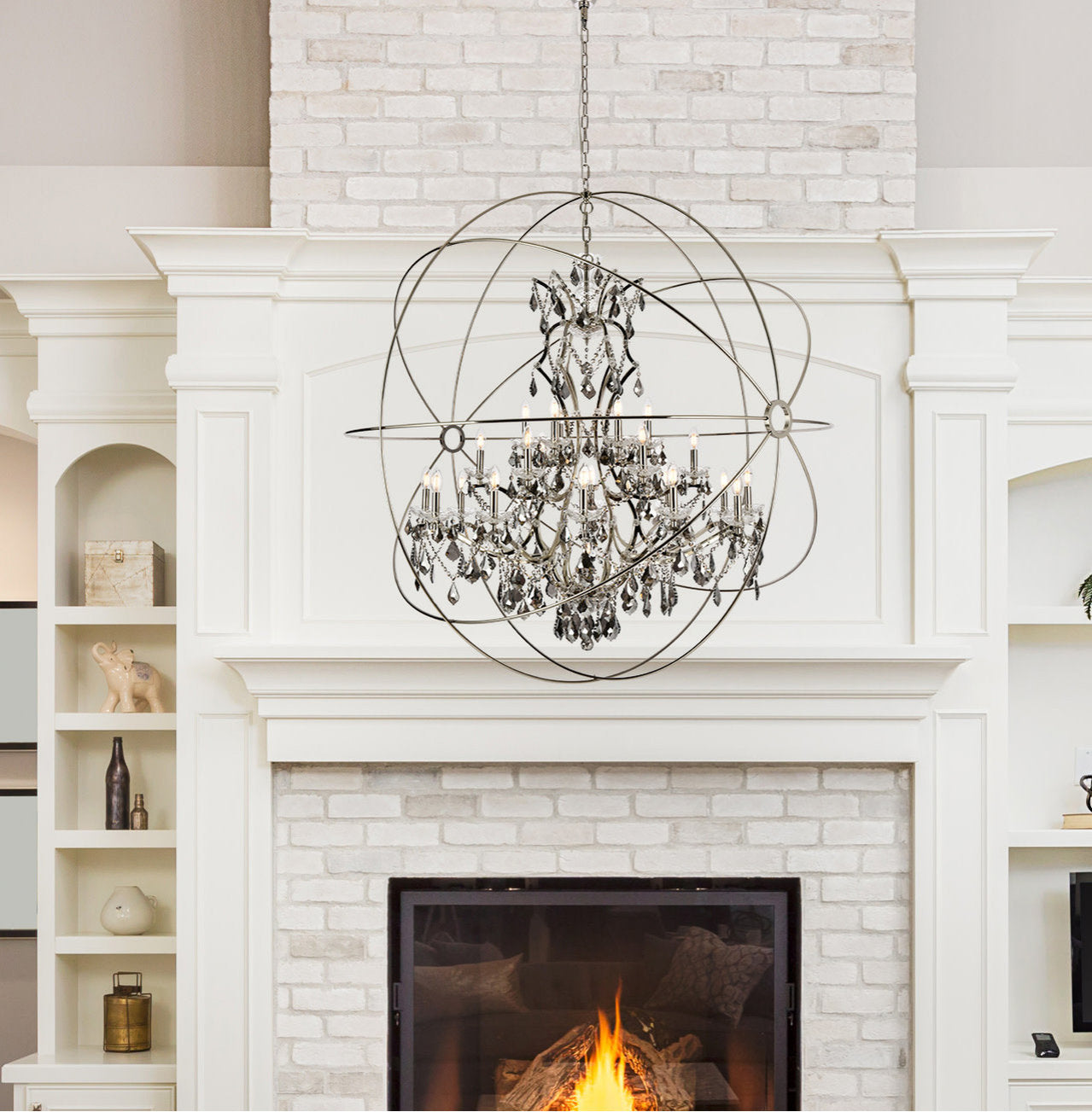 Elegant Lighting 1130G60-SS/RC Geneva 25 Light 60"W Crystal - Dark BronzeBy Elegant Furniture & Lighting