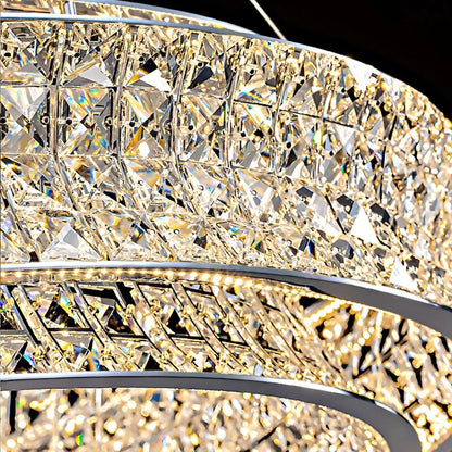 Albano Vercellese | Chic Chrome/Gold Creative Round Crystal Chandelier, Gold, 1 Ring Large - Dia39.4xh6.7" / Dia100xh17.7cm, Cool LightBy Miron Demid LLC